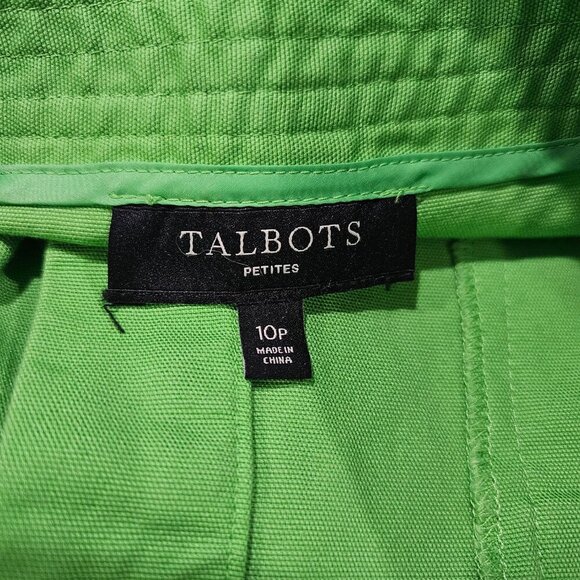 Women's Talbots Petites Lime Green Skirt Size 10P Hidden Buttons Springtime - Picture 4 of 6
